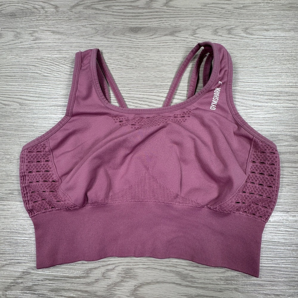 Gymshark Women Sports Bra Energy+ Seamless Purple Med(?) Strappy Eyelet Workout